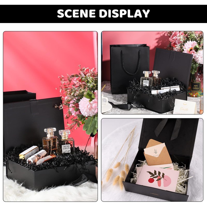Black Gift Box with Lids, Magnetic Gift Box Luxury Present