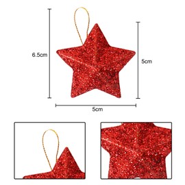 Nereds 36 Pieces Glitter Star Baubles Star Hanging Baubles Ornaments Pentagram Christmas Tree Star Ornaments for Xmas Tree House Holiday Wedding Party Decor (silver)