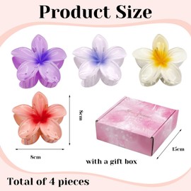 LunarCharm Set of 4 Colourful Flower Hair Clips, Non-slip Hawaiian Hairpin Cute Acrylic Hair Clips for Women, Suitable for Thick and Thin Hair, Flower-shaped Hair Accessory