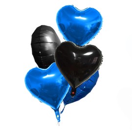5Pcs Blue Black Star Balloons,18 Inch Mylar Balloons,Natural Latex Balloons for Men Women Birthday, Valentines Day,Propose Marriage,Wedding, Bridal Shower, Graduation, Casino Theme Party Decorations