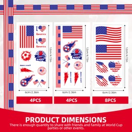 16PCS 2026 World Cup Temporary Flag Tattoos for Fans, United States