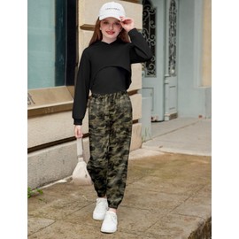 Arshiner Girl's Clothing Set 3 Piece Tracksuit Long Sleeve Crop Sweatshirts Hoodies Cami Top and SweatPants