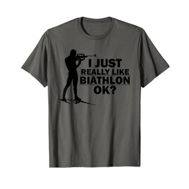 Biathlon Funny Prone Position Biathlete Shooting Skiing Gag T-Shirt