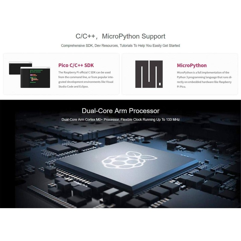 DUBEUYEW 4pcs Raspberry Pi 2040-Zero Mini Microcontroller Board Based on