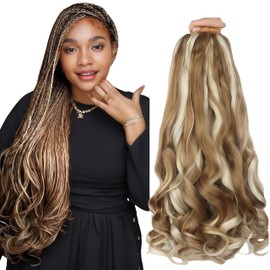 French Curl Braiding Hair 24 Inch Pre Stretched Loose Wave Bouncy Braiding Hair 6 Packs Spanish Curl Braiding Hair Extensions (P27 613)