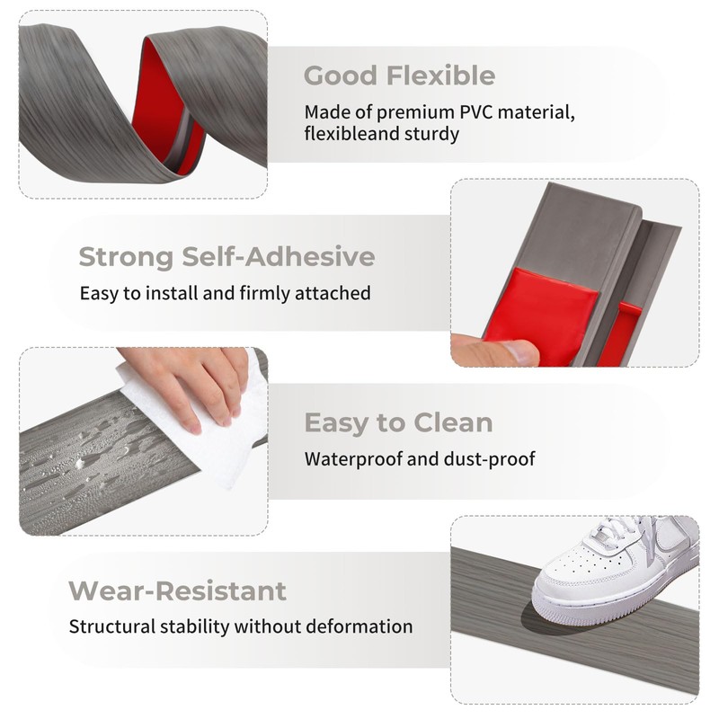 Door Threshold Ramp Floor Transition Strip 72 inch, 1/2'' ~