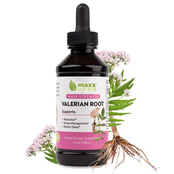 Maxx Herb Valerian Root Extract - Max Strength, Liquid Valerian Root Absorbs Better Than Capsules, for Relaxation and Restful Sleep, Alcohol-Free - 4 Oz Bottle (60 Servings)
