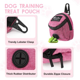 FuninCrea Dog Treat Pouch Bag, Dog Treat Bag with Built-in Poop Bag Dispenser Dog Training Treat Pouch for Walking Oxford Cloth Dog Training Bag for Travel Outdoor Training (Red)