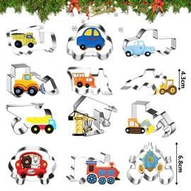 Children's Cookie Cutters, Pack of 12 Cookie Cutters, Car, Cookie Cutters, Stainless Steel, Christmas, Construction Cutters, DIY Fondant Cookie Bread, Easter, Christmas Mould Decoration, Theme Party