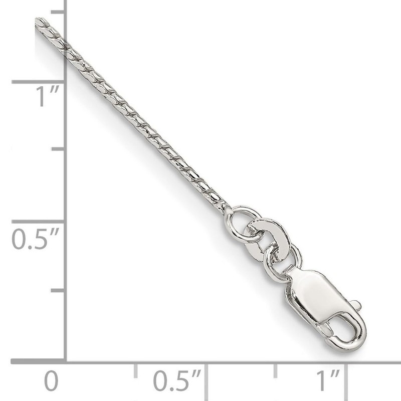 JewelryWeb 925 Sterling Silver 1mm Round Franco Chain Ankle Bracelet