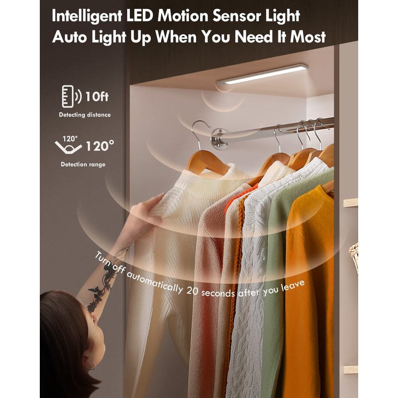 Alivation Under Cabinet Lights Wireless, 52 LED Closet Lights Motion