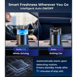 Hitolza Smart Car Air Fresheners, Ambient Light & Mist Fragrance, Auto On/Off Car Air Freshener Diffuser, Adjustable Intensity, Lasts 6 Months, Built-in Battery, Premium Scents Refill X2 - Sakura