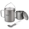Lixada Lightweight Titanium 3 Pieces Set Titanium 750ml Pot 350ml