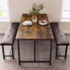 Jojoka Dining Set Table and 2 Upholstered Bench Wood Top
