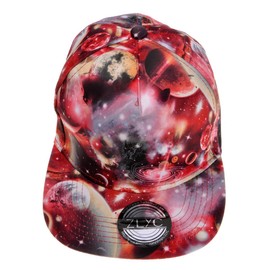 ZLYC New Starry Galaxy Sky Neon Pattern Flatbill Snapback Adjust Baseball Cap(Red),One Size
