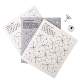 Pack of 3 sponge cloths and 2 suction cup hooks in a practical set for kitchen and household - wipe, dishcloth, all-purpose cloth, mop cloths in trendy diamond design and funny saying