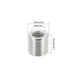 sourcing map Thread Reducing Nuts Insert M10 x 1mm Male to M6 x 1mm Fine Thread Female Adapters 10mm Long Pipe Fitting Conversion Sleeve Reducer, Pack of 15