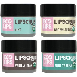 Eco Lips Exfoliante Labial De Azúcar, Paquete De 4(4 Frascos De 7 G)Tratamiento Labial 100 % Orgánico Con Azúcar Orgánica Y Aceite De Coco: Exfolia Y Pule Suavemente Los Labios Secos Y Agrietados(Paqu