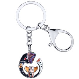 LONYOO Enamel Cute Elephant Keyring Zinc Alloy Car Key Wallet Mother's Day Elephant Gifts for Women Mum Girls Charms, Black 006