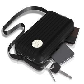 Elestoria Aestoria - Monederos de embrague rígidos para mujer, correa de piel ajustable con peso ligero y alta resistencia, Negro -