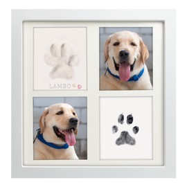 MYPAWLETS Ink & Clay Paw Print Kit for Dog Cat,Clean-Touch Ink Pad & Soft Clay for Dog Pawprints,Pet Paw Print Impression Kit Large Paw Print Area,Pawprint Keepsake Frame for 1-2 Pets-White