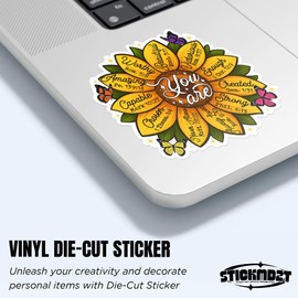 (3Pcs) You are Amazing Beautiful Enough Sticker Sunflower Christian Bible Verse Waterproof Vinyl Sticker Laptop, Water Bottles, Phone Merchandise Decor Decal Gifts for Her Him 2 inches
