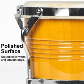 Bongo Drums 6.5” and 7.5”, Birch Percussion Instrument Bongos for Adults Beginners,Buffalo Hand Drum with Carry Bag and Tuning Wrench for Education and Practice.