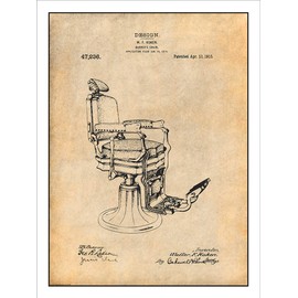 Studio 21 Graphix 1915 Koken Barber's Chair Patent Print Art Poster UNFRAMED Parchment 18" X 24"