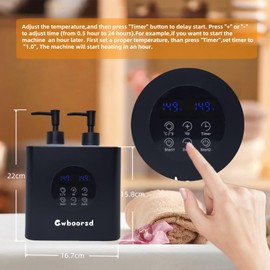 oil warmer for massage,massage Oil Warmer,lotion Warmer for Spa,Salon and Barber Shops,with 4 Oil Bottle 250ml Dispensers,with 1 White and 1 Grey funnels,Delay start control,Temperature control,Black