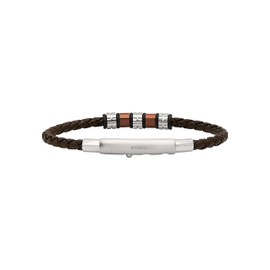 Breil BRACCIALE TJ3371 Men's Bracelet Stainless Steel Brown with Press Stud Fastener Length 22 cm, Stainless Steel Leather, No Gemstone