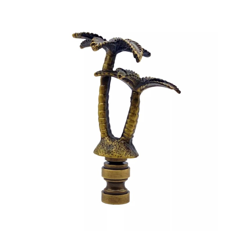 Lite Accents Lamp Finial-COCONUT PALM TREE-Aged Brass Finish, Highly detailed