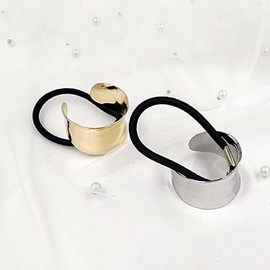 Glossy Ponytail Metal Daily Hair Tie Crescent Hair Tie (WFLQM6T) / 유광 묶음머리 메탈 메탈데일리헤어끈 반달머리끈 정 (WFLQM6T)