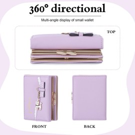Syrads Women Wallet Small Cute PU Leather Card Holder Organizer Girls Small Cute Coin Purse,Purple