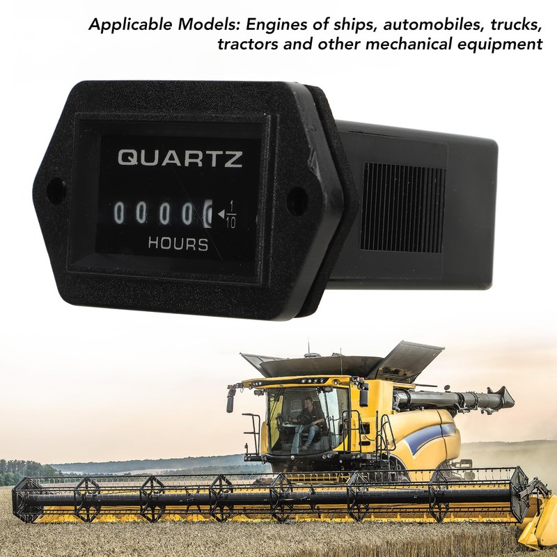 Mechanical Hour Meter DC12V to 36V High Accuracy ABS Metal