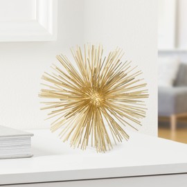 Torre & Tagus Gold Sphere Decor Spike Decoration - 7" Metal Decor 3D Starburst Table Decor Geometric Tabletop Shelf Decor Accents - Mid Century Modern Decor Urchin Sculpture Home Decorative Object