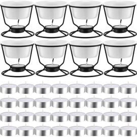 Rossesay 40 Pcs Ceramic Butter Warmers for Seafood Set 4.7oz 8 Pcs Butter Warmer with 32 Tealight Candles for Chocolate Cheese Fondue Melting, Dishwasher Safe, Microwave Safe, Oven, White