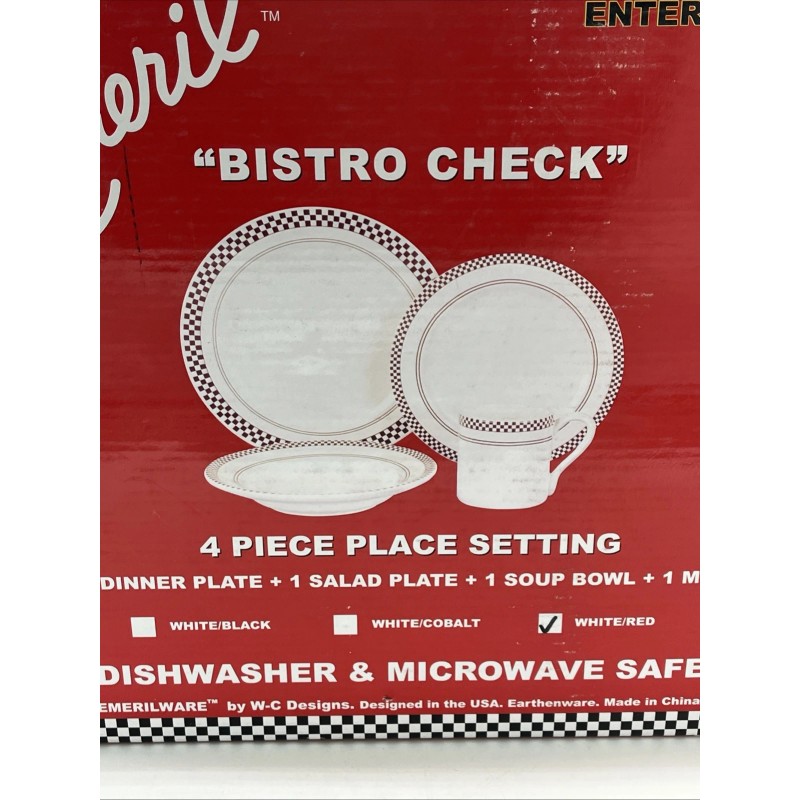 Emeril's Emeril Bistro Checked 4 Piece Place Setting Dinner /