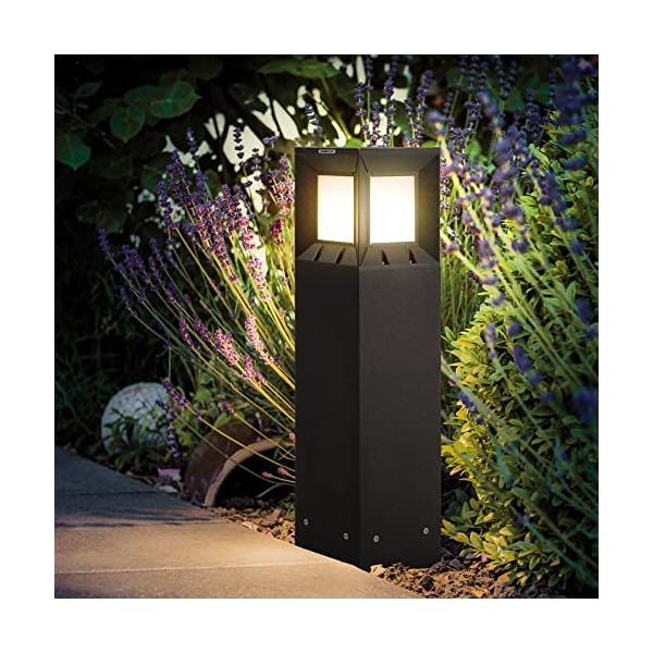 Linkmoon Solar Landscape Path Light with IP54 Waterproof Luxury 3000K LED Lighting, 32 Inches Modern Outdoor Bollard Lighting for Lawn, Patio, Courtyard and Driveway Decoration