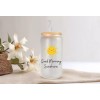 Mugzan Good Morning Sunshine Frosted Glass Can W/ Bamboo Lid