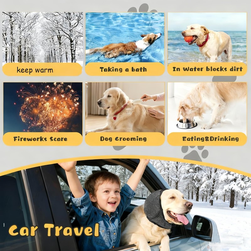 JOLNNKHF Dog Ear Muffs, Waterproof Calming Hoodie, Anti-Anxiety Ear Covers