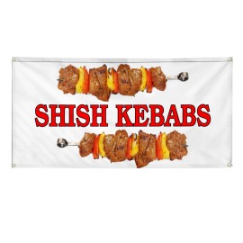 genetic/unbranded Vinyl Banner Multiple Sizes Shish Kebabs Food Fair Truck Restaurant Outdoor - 60x144inches