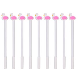 10 Pcs Cute Flamingo Pens Gel Pens Black Ink Pens Rollerball Pens for Girls Students Cartoon Writing Examination Pen Set Refillable Fine 0.38mm Nibs School Office Supplies
