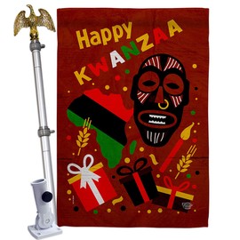 Ornament Collection Light Kinara Candles House Flag Eagle Set Black History Kwanzaa Celebrates African Americans Heritage Decoration Banner Small Garden Yard Gift Double-Sided, Made in USA