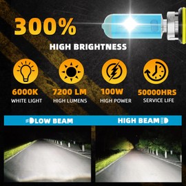 XG Glitter Headlights Fit for Chevy Corvette 1997-2004 Halogen Headlight Bulbs, 9005 High Beams 9006 Low Beams 880 Fog Lights, High Power 6000K White Light, Pack of 6