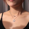 AYALIA Puffed Heart and Moon Shaped Pendant Necklace (Set (Puffed