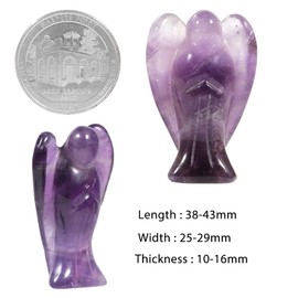 Nupuyai Amethyst Guardian Crystal Angel Ornament, 4cm Hand Carved Healing Gemstone Pocket Angel Statue Figurine for Home Decor