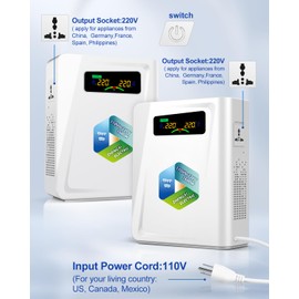 Step Up Power Transformer 110v to 220v Voltage Coverter 1600W Full Load Capacity，Power Voltage Transformer 120V to 240V for Asian European Appliances Used in US Canada