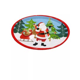 Fiesta Christmas 18.5 Inch Oval Printed Santa Claus  Serving Plate.