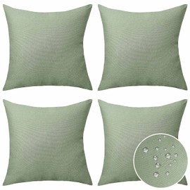 Home Brilliant Outdoor Spring Pillows Covers 16 x 16 Waterproof Sage Green Pillow Covers for Patio Garden Bedroom Backyard Decor, 16x16 inch, Sage Green