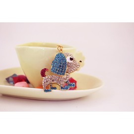 Uainhrt Cute Dog Design Sparkling Crystal Rhinestones Keychain Handbag Charm Decoration Accessories